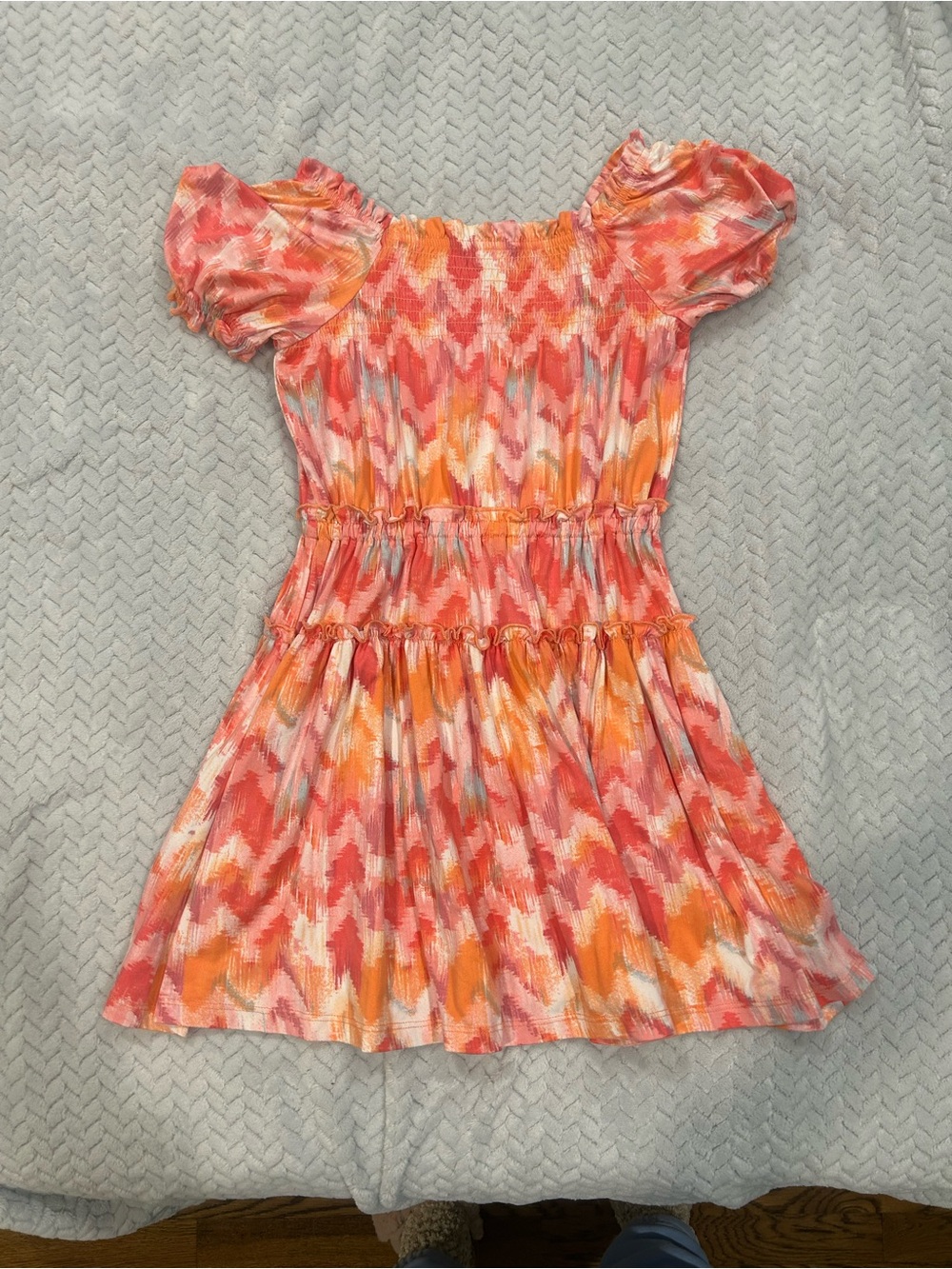 BCBG Girls Coral Pink Orange Patterned Casual Dress